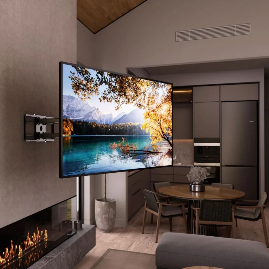 tv mounted above fireplace in South Hillsboro home